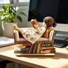 Bookish Home Office Decoration Woman Reading Book Wooden Plaque, Just A Girl/Boys Who Loves Statue for Exquisite Three Dimensional Wood Decor