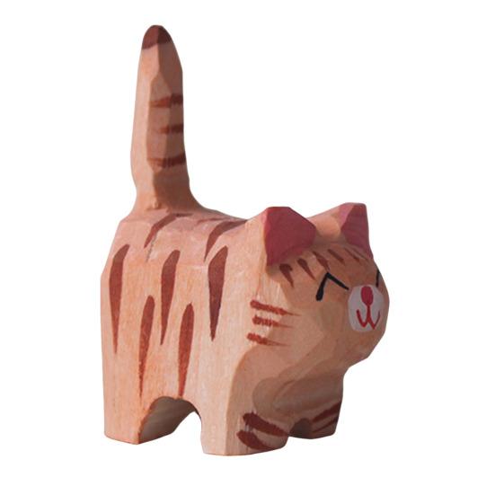 Деревянная резная фигурка кошки, ручная резьба по дереву, художественная статуэтка котенка, маленькая скульптура животного, украшение для домашнего офиса, рабочего стола, орнамент