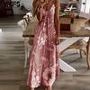 Women's Fashion Summer Spring Flower Pattern Print Sleeveless V-Neck High Waist Casual Dresses