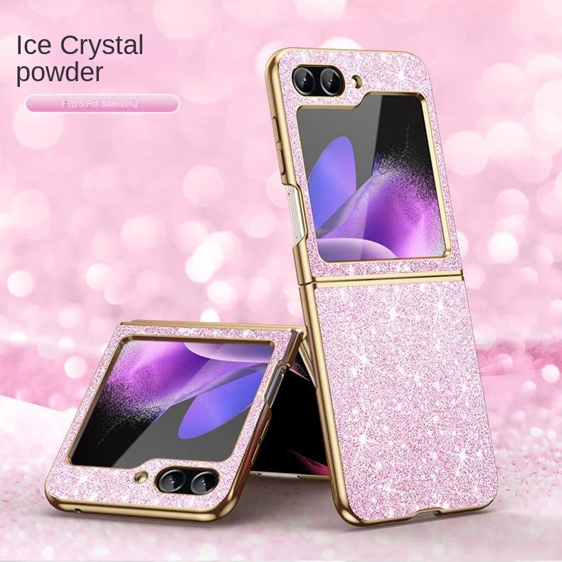 Покрытие Bling Glitter Phone Case для Samsung Galaxy Z Flip 6 5 4 Flip6 Flip5 Flip4 5G Жесткий пластиковый противоударный защитный чехол