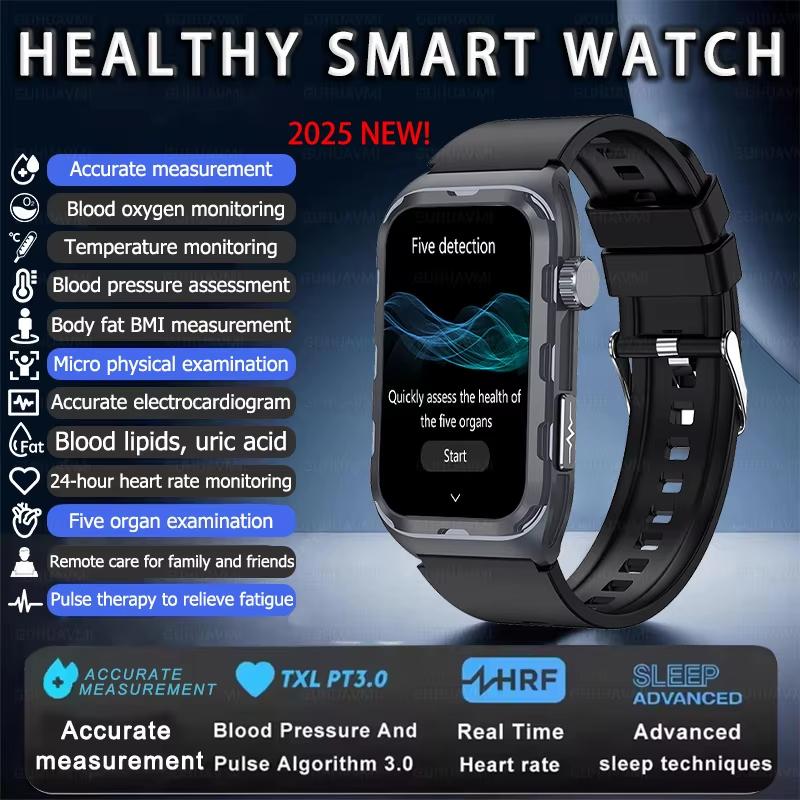 2025 Новые Пульсовая Терапия Микро Физическое Обследование Умные Часы Мужские ЭКГ+ФПГ Кислород в крови Жир в крови Кровяное Давление Браслет Здоровья