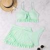 Multi-color Korean new solid-color girl swimsuit pure desire wind bath hot spring three-piece skirt split bikini