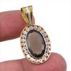 Natural Smoky Quartz 925 Solid Sterling Silver TwoTone Gift Pendant 1.50" N2C66