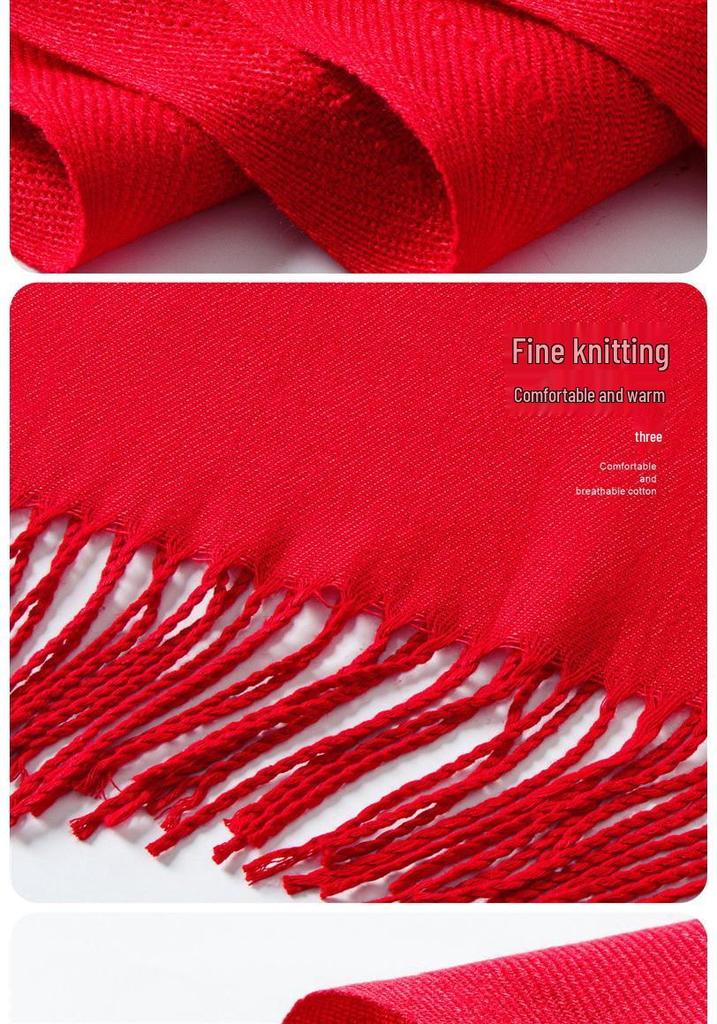 2026 Corporate Event Red Scarf with Custom Logo Embroidery - Anniversary Celebration Shawl