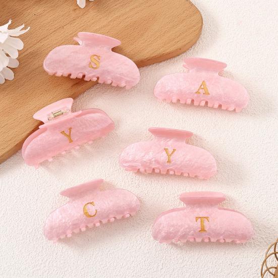 Женский зажим для волос с принтом букв, противоскользящими зубцами, для задней части головы