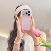 Эстетичный розовый цветочный чехол для iPhone с цепочкой для моделей 13-17 Pro Max