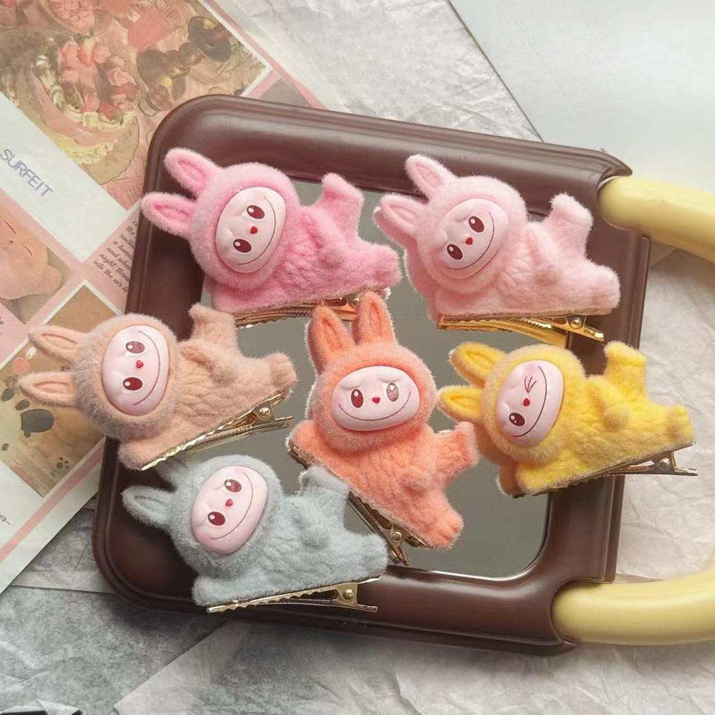 3Pcs/6pcs Flocking Doll Rab Hairpin Girl Anime Bangs Clip Hair Accessories Children's Gifts