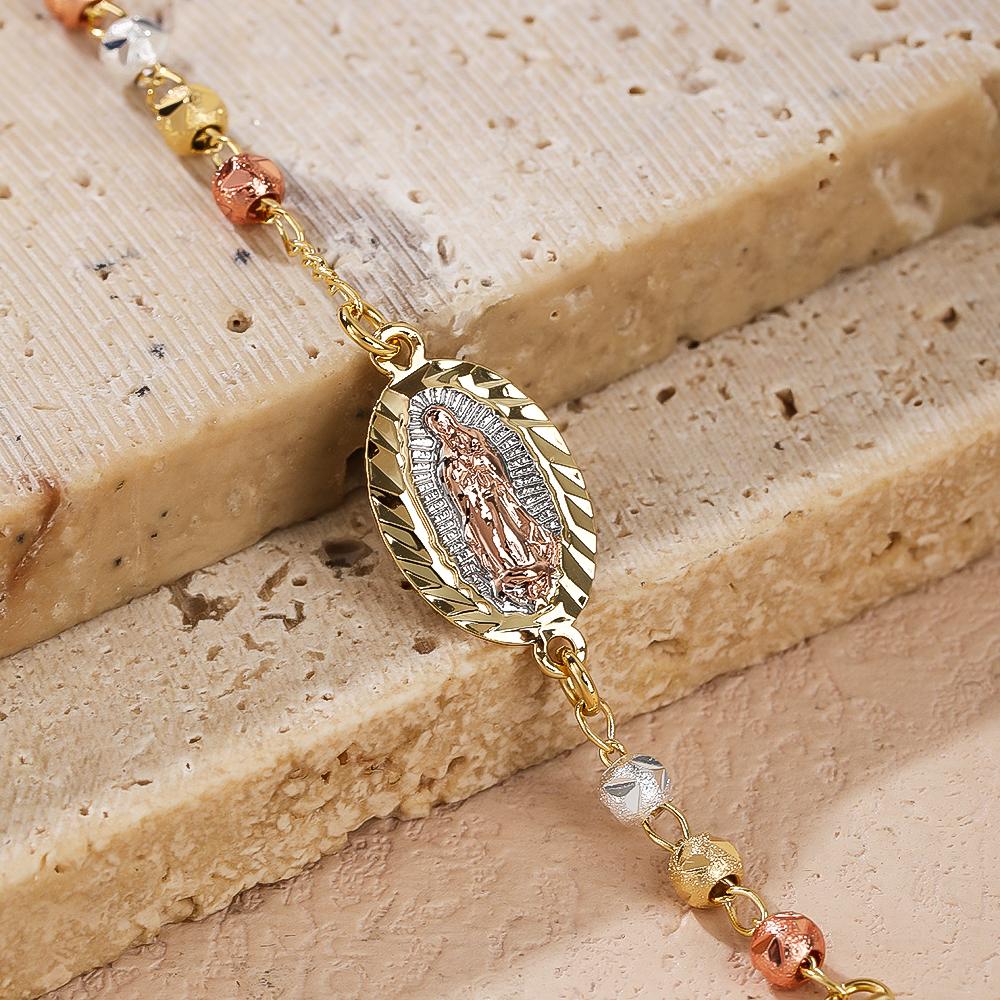 Religious Bracelet Joyas Catholic Saints Gold Rosary Cross Jesus Beaded Bracelets