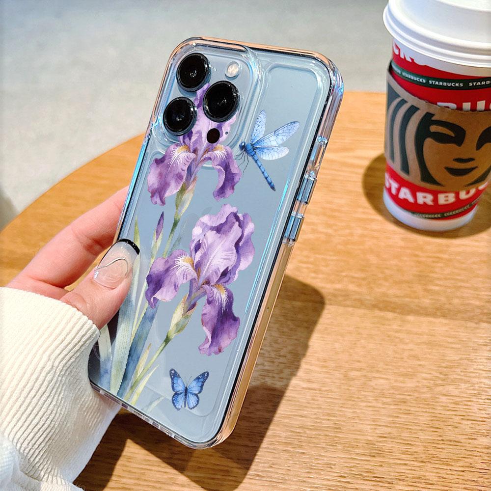 Purple Irises Blue Dragonfly Butterfly soft TPU Phone Case for Xiaomi Redmi Note 15 14 13 12 11 10 9 Pro Plus 4G 5G Soft Cover