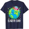 Cute Earth Day Floral Graphic Tee Soft Breathable Casual T-Shirt for Adults