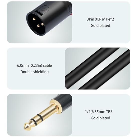 6,35 мм TRS штекер XLR штекер аудио стерео микрофонный кабель двухканальный антиинтерференционный портативный балансный динамик микрофонный кабель-адаптер