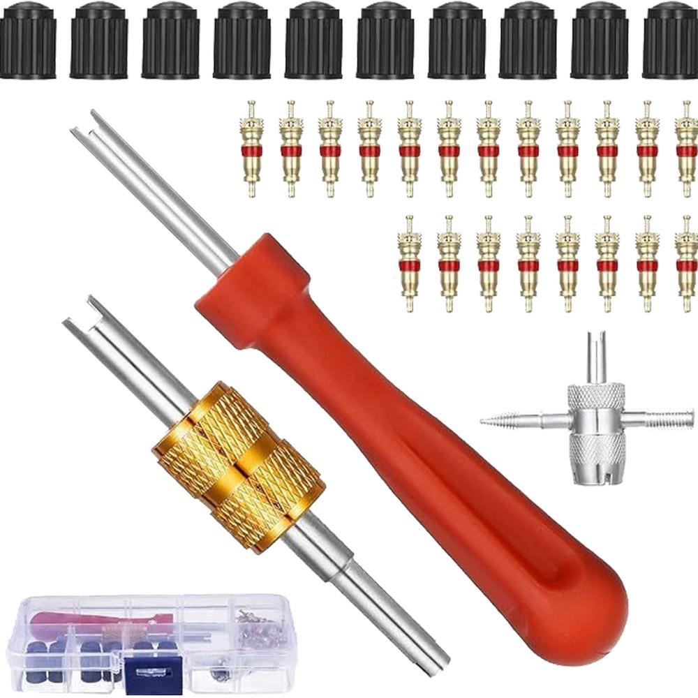 Tire Valve Stem Removal Tool Kit Valve Core Removal Repair Tool Multifunctional Metal Stitcher Tool For Car Motorcycle Truck Ect