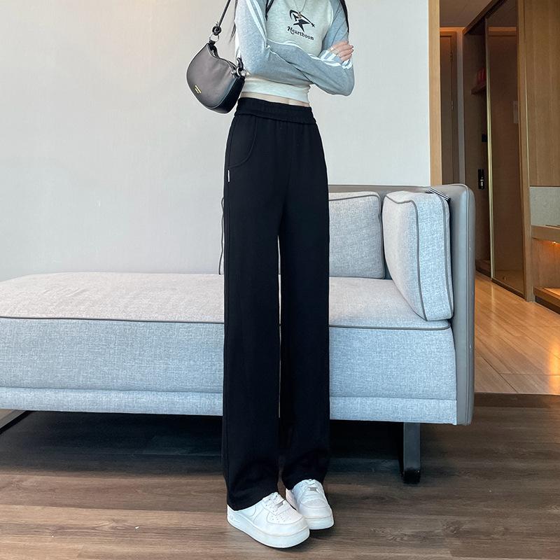 White Casual Sports Pants for Women Spring New Hot-Selling Narrow Version Banana Pants High Waist Loose Straight Wide-Leg Pants