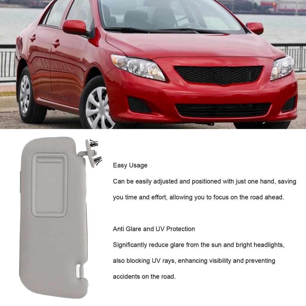 1Pc Car Sun Visor Fabric Grey Sun Shielding Visor Mirror with Makeup Mirror Replacement for Toyota Corolla 2007 to 2013