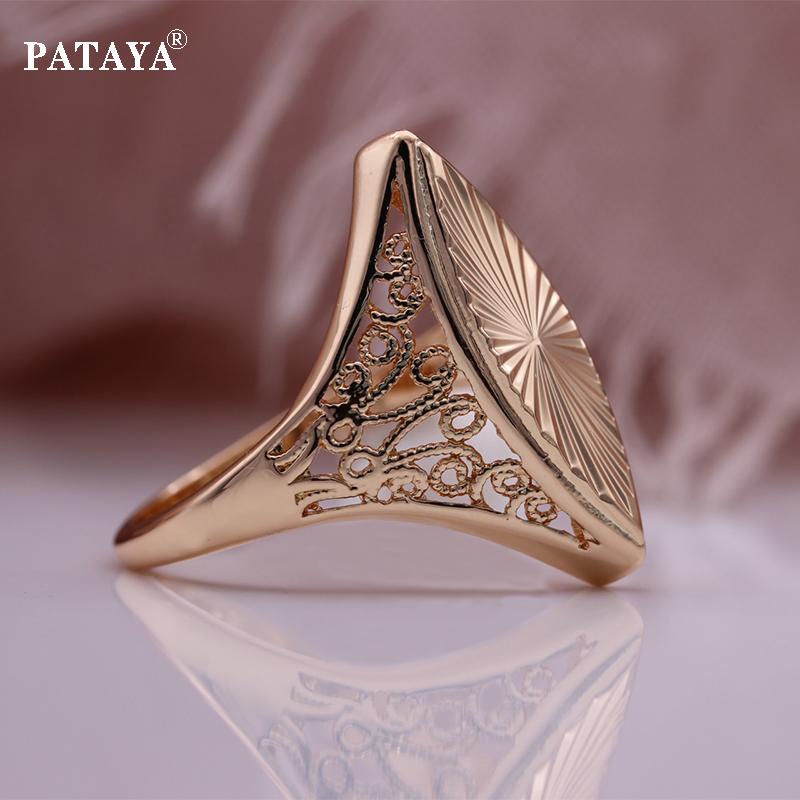 PATAYA Винтажные кольца с цветком в виде конского глаза, цвет розового золота, блестящее украшение, кольцо длиной до пальца