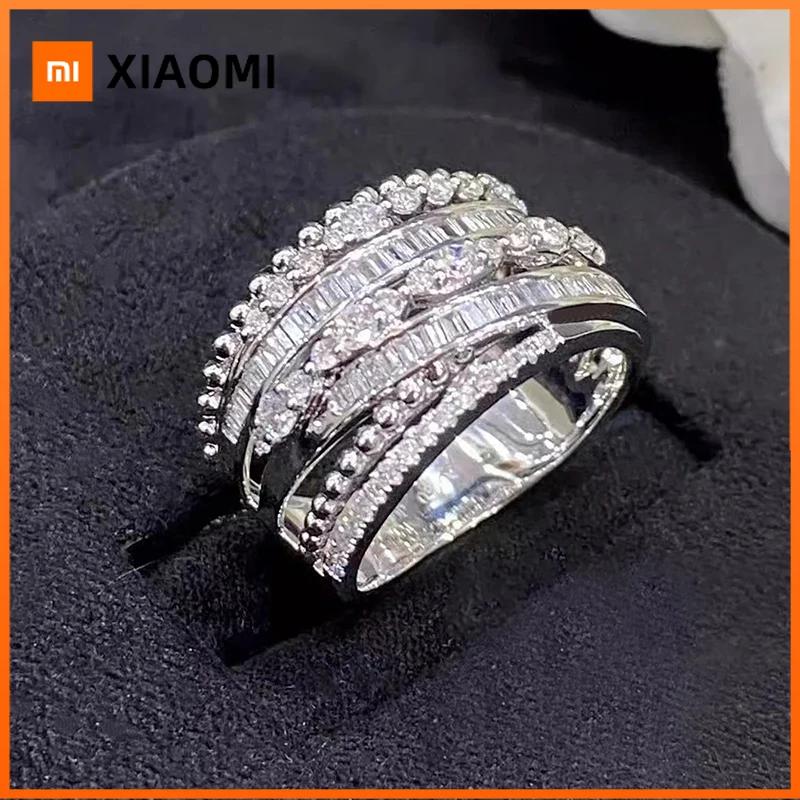 Xiaomi Huitan Statement Women Rings Modern Fashion Design Daily Wear Luxury Cubic Zirconia Crystal Rings Chic Female Jewelry