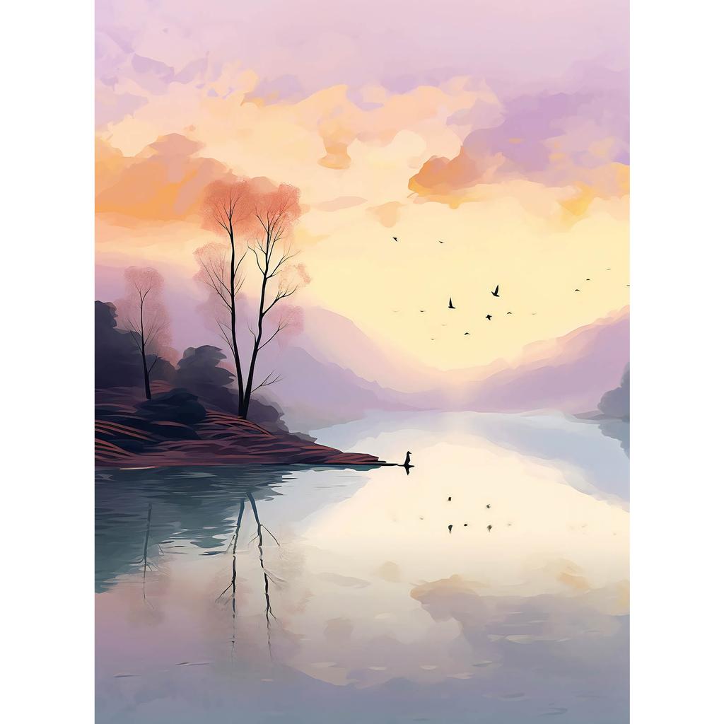 Pastelowy Krajobraz Pastelowy Krajobraz, 50X70 Cm, Rama Aluminiowa Czarna, Papier Matowy 230 Gsm