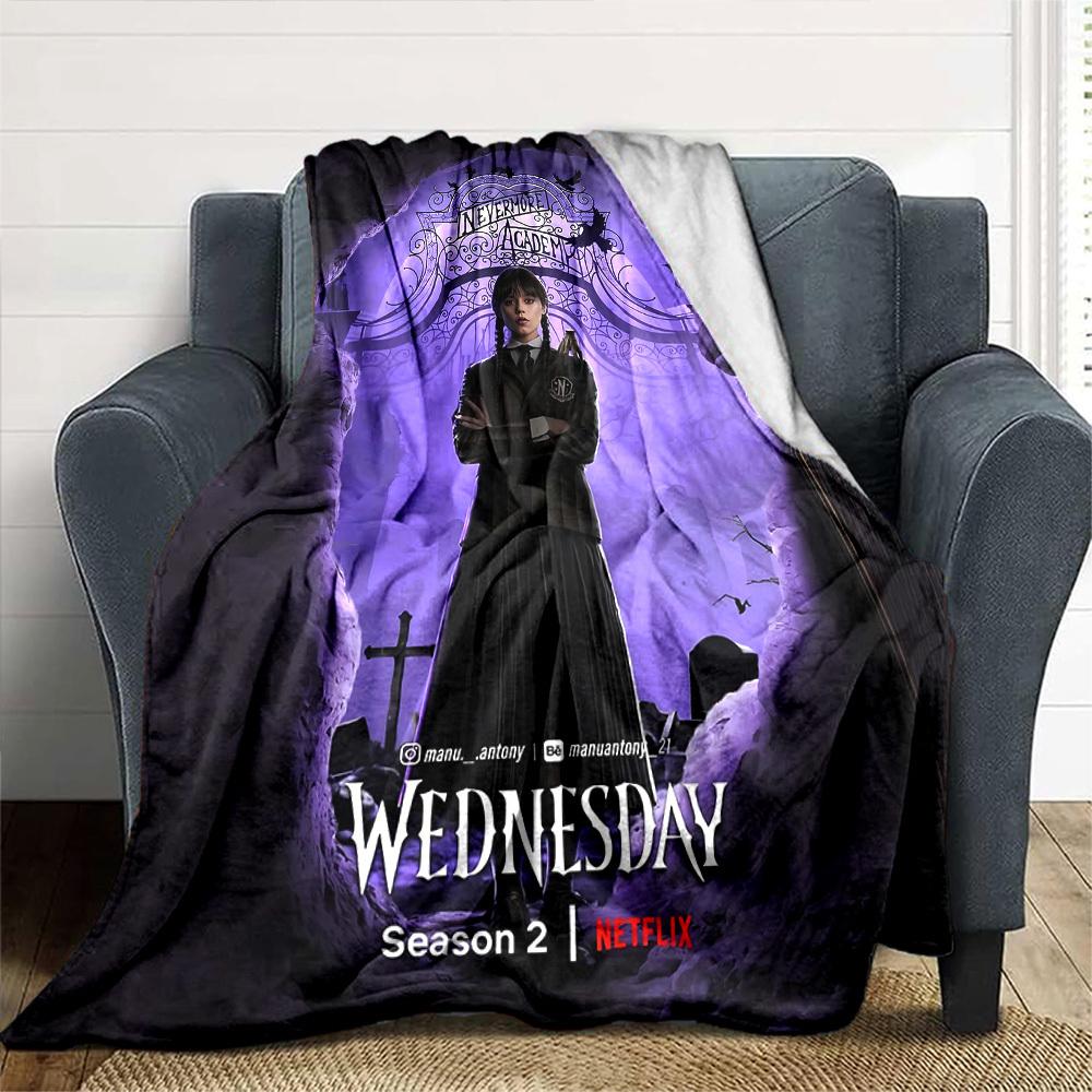 1pc Nevermore Academy Wednesday Soft Flannel All-Season Throw for Home, Office, Outdoor UseDurable Comfort 100580