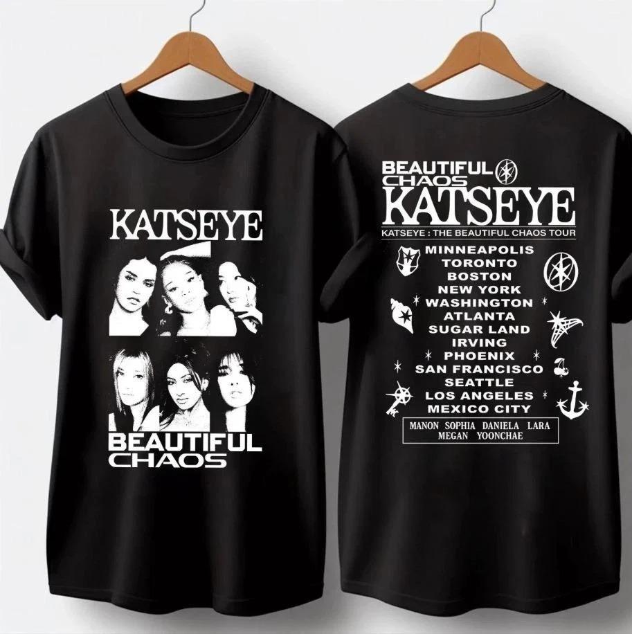 Ретро винтажная футболка KATSEYE Gnarly, унисекс, для мужчин и женщин, винтажная, свободного кроя, из хлопка, уличная одежда, с коротким рукавом.