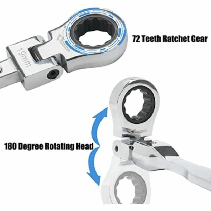 20Pcs/set Flex Head Ratchet Wrench 8mm-19mm Changeable Wrench Ratchets Screwdriver Household Multifunctional Hardware Tools