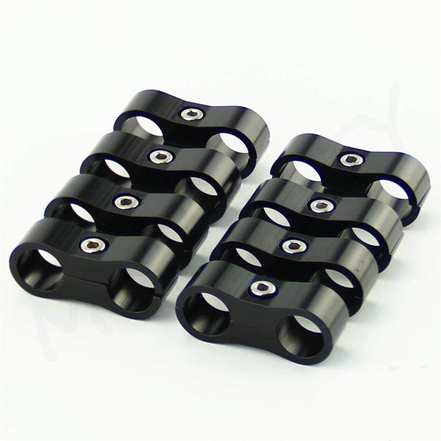 8x Car SUV Black AN-10 19mm Braided Hose Separator Clamp Fitting Adapter Bracket