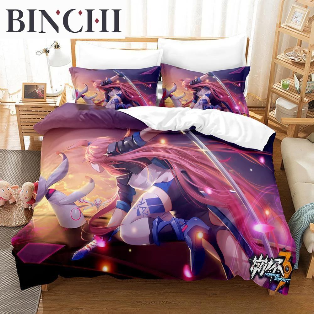 Honkai Impact 3 Bedding Set Anime Duvet Cover Single Twin Full Queen King Size for Adult Boy Bedroom