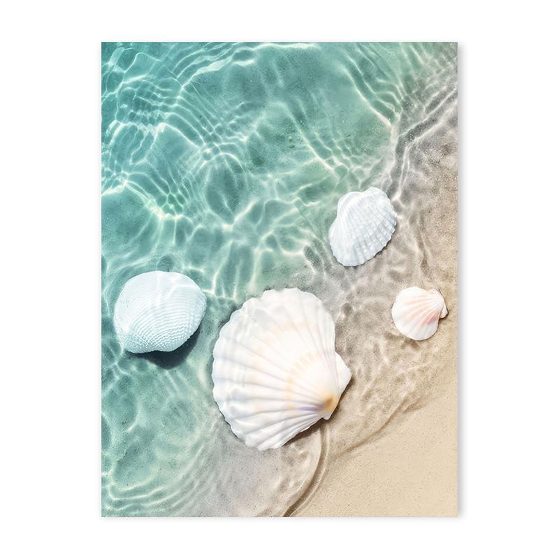 Seaside Landscape Canvas Art  Coconut Tree Whale Shell Nordic Style Poster for Bedroom  Home