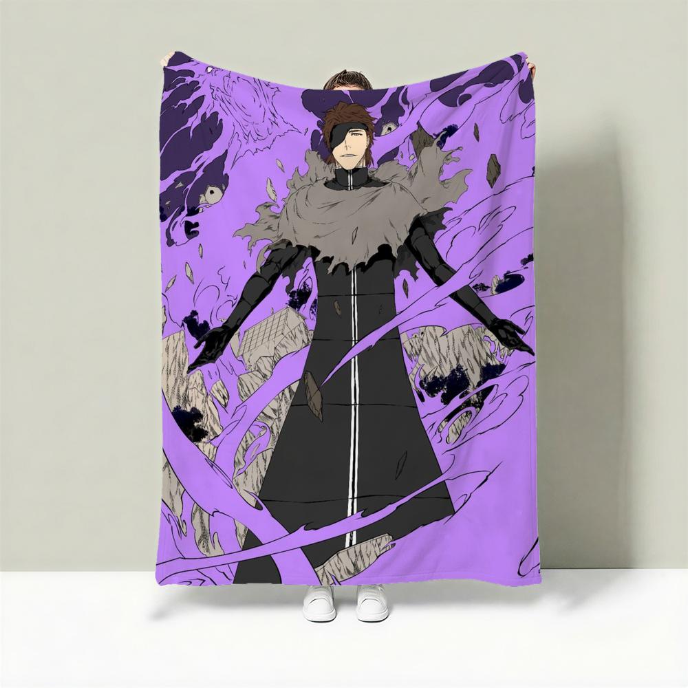 Anime B-Bleach Throw Lightweight 240g Flannel Blanket Soft Skin-friendly for Summer Cooling