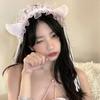 Lace Edge Cat Ear Bell Headband Tassel Lolita Hair Accessory Cosplay Headband  For Women Girls