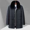 Мужское толстое пуховое пальто средней длины с меховым воротником - стильная хлопковая верхняя одежда для пап среднего и пожилого возраста