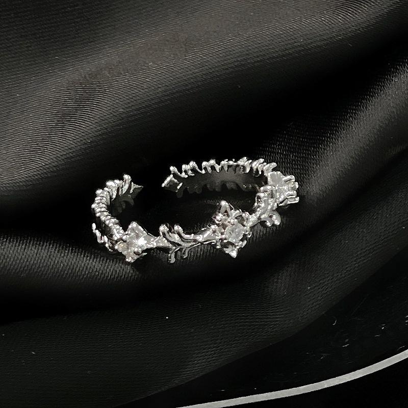 Premium Cross Star Glow Diamond Zircon Index Finger Ring Women'S Tide Niche Design Ring Personality Jewelry