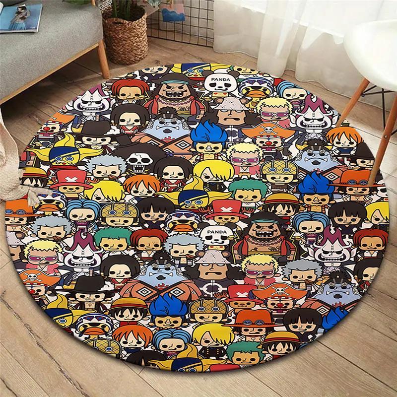 Anime One Piece Round Area Rug Carpet Rug For Living Room Bedroom Sofa Playroom Decor Nonslip Floor Mat