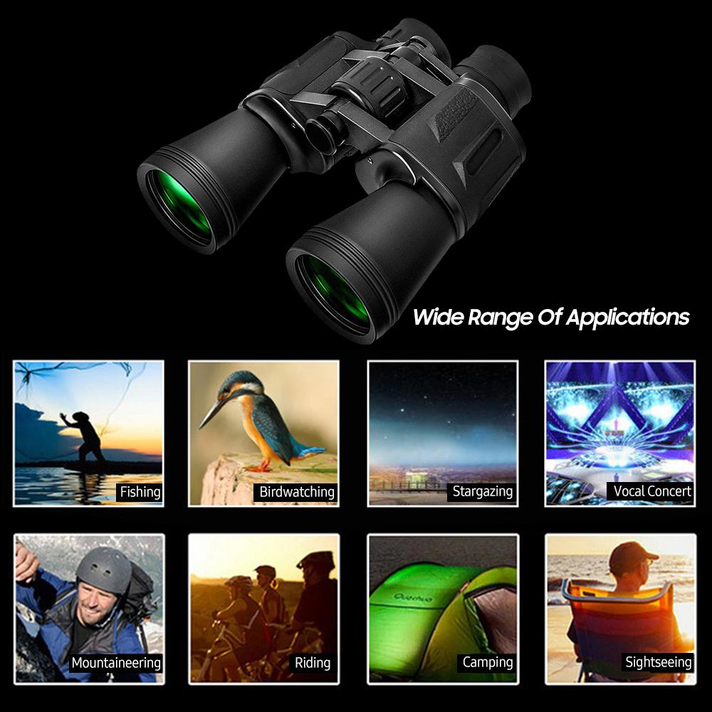 Бинокль 20x50 с низкой освещенностью, ночным видением, призмой BAK7, водонепроницаемый бинокль со шнурком для переноски