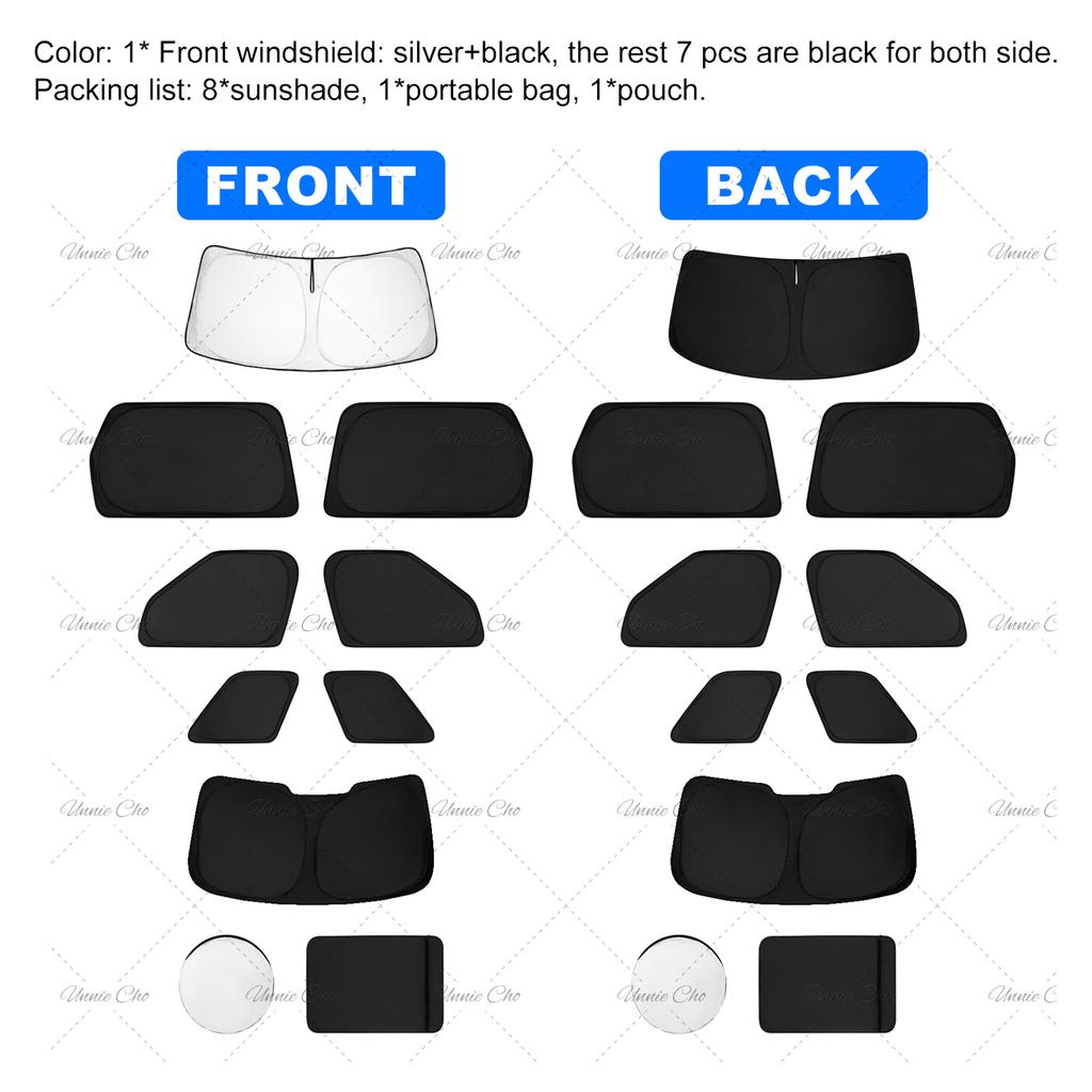 Fit for Range Rover Sport L494 Accessories 2014- 8PCS Windshield Sunshade Kit Foldable Sun Visor Privacy Protection
