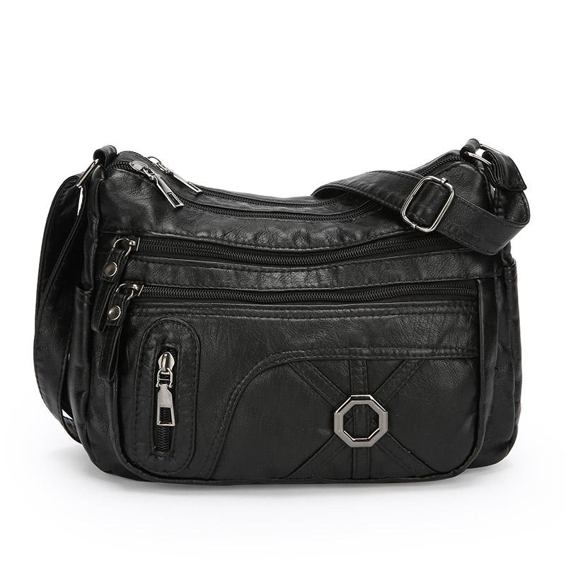 Винтажная сумка через плечо, женская сумка среднего возраста, мягкая кожаная многослойная сумка через плечо