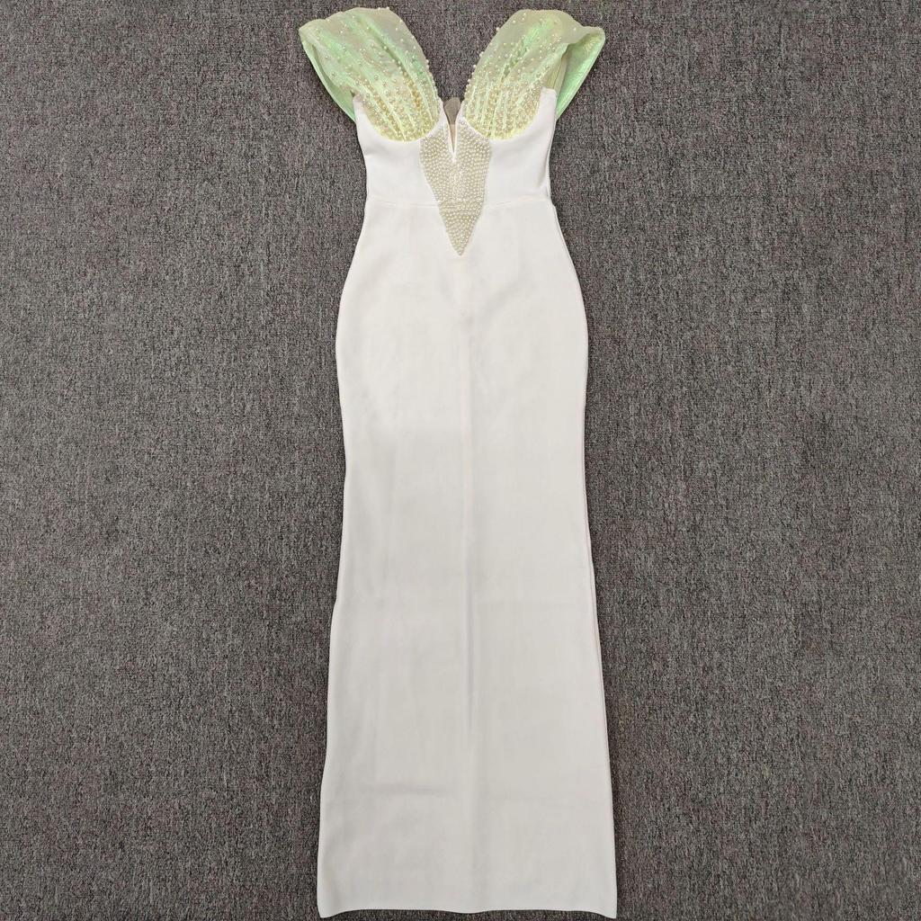 2025 Элегантное французское вечернее платье с бисером и жемчугом на бретелях-бинтах