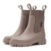 Elastic Band Women's Rain Shoes Medium Tube Rain Boots Wear-resistant Heightening Waterproof Non-slip Rain Outdoor Can Wear Medium Tube Boots