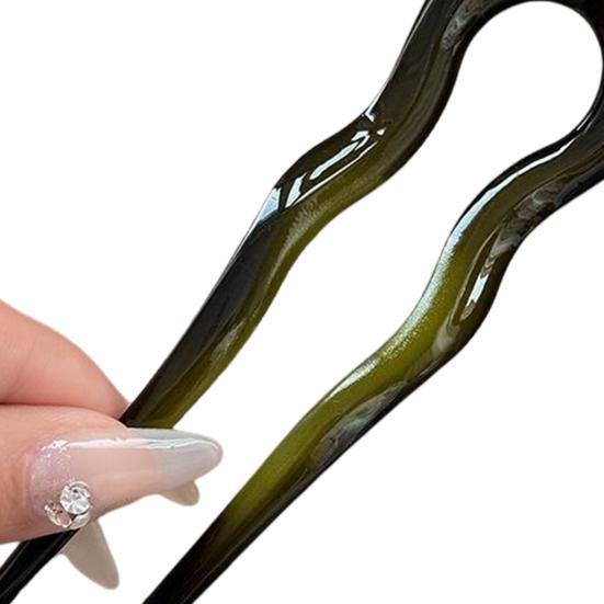 Акриловая заколка для волос, волнистая U-образная шпилька для волос, женская заколка-пучок на затылке, легкий повседневный аксессуар для волос