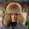 Шапки из натурального лисьего меха Мужская зимняя шапка-ушанка Среднего и пожилого возраста Уличная Утепленная шапка из енота Теплая шапка-авиатор из овчины