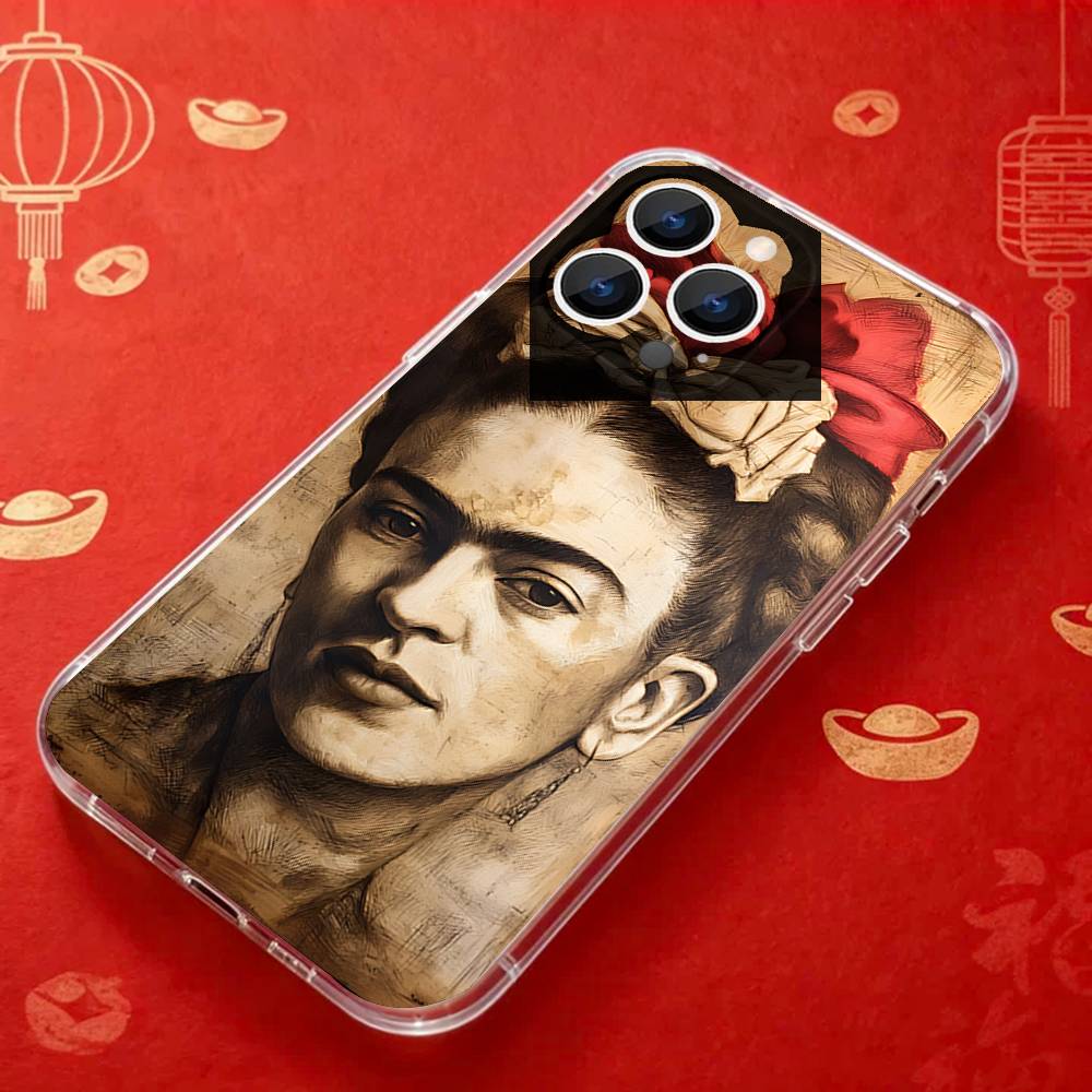 Арт F-Фриды К-Кало КРУТЫЙ Чехол для Телефона Для iPhone 17,16,15,14,13,12,11 Pro,Max,Plus,X,XS,XR,SE4,E Mini Прозрачный Мягкий Чехол