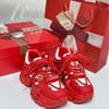 Спортивные папины кроссовки женские ins тренд 2025 новые маленькие универсальные 7,5 см пена толстая подошва красные повседневные свадебные туфли