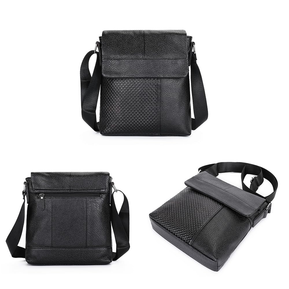 Whatna Natural Cowhide Leather Shoulder Bag for Crossbody Chest Second Fits iPad Vertical Business Small Messenger Shoulder Bicycle Gift for Men Men,