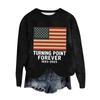 Women's Fashion Round Neck Pullover Top Long Sleeve Tee Printed Sweatshirt