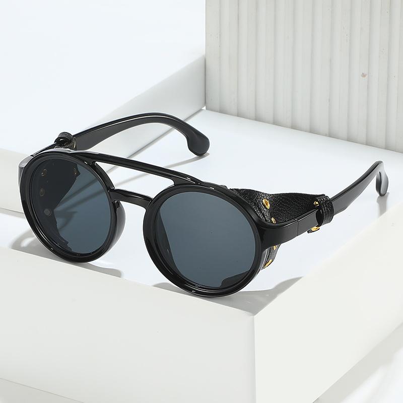 Новые ретро-солнцезащитные очки Мужские Женские Винтажные Круглые Кожаные Водительские Очки Защита от Ветра УФ400 Спортивные Очки