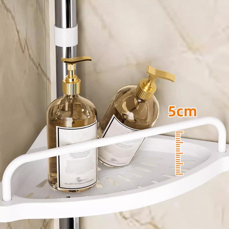 Регулируемая телескопическая душевая стойка - Сверхпрочный органайзер для ванной из нержавеющей стали от пола до потолка, Компактное хранение