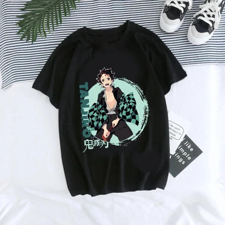 Женская футболка Kaus Grafis Anime Demon Slayer Uniseks Tanjirou Kamado Kaus Wanita Kimetsu No Yaiba Nezuko Kaus Wanita