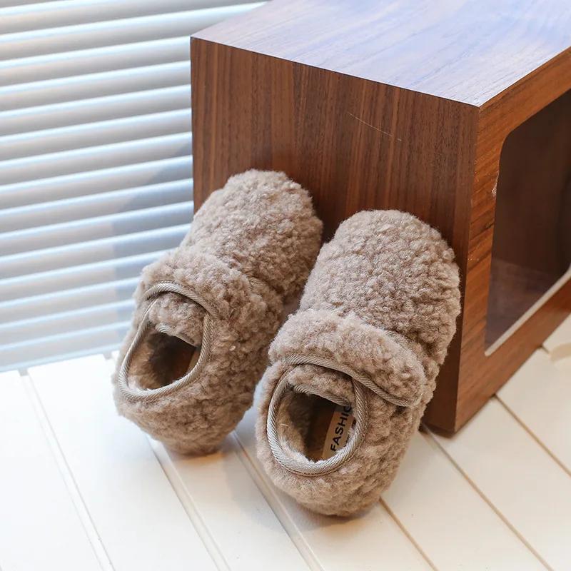 2024 Ins Keep Warm меховые туфли для девочек зимние новые модные корейские туфли с мягкой подошвой, нескользящие, универсальные, принцесса, повседневные туфли на плоской подошве