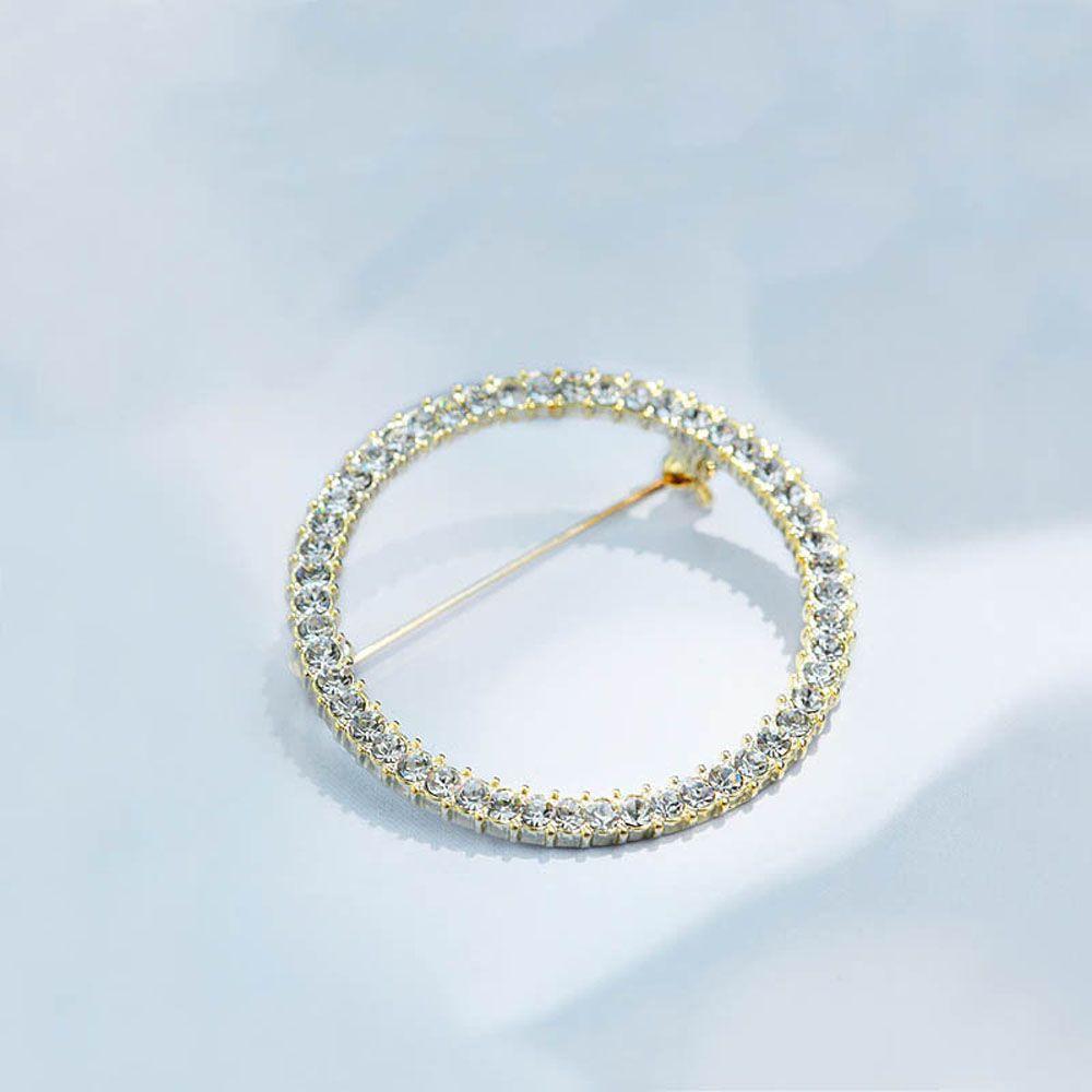 Women Men Silver Color Crystal Rhinestone Round Circle Corsage Accessories Brooches Pins Jewelry