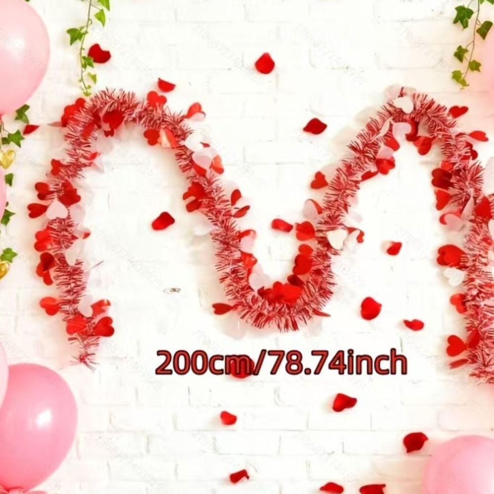 2M Гирлянда из мишуры в форме сердца DIY Гирлянда с пайетками 'Любовь' Гирлянда на День святого Валентина Потолочный декор Декоративная гирлянда Подвесной декор Свадебная годовщина