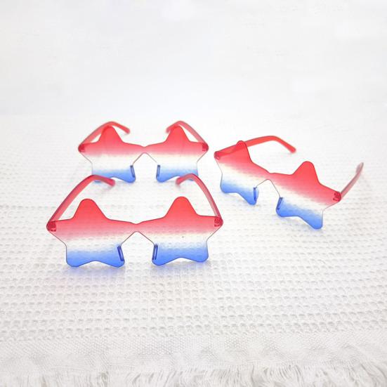 12 Pcs Independence Day Patriotic Sunglasses Rimless Red Blue White Star/Heart/Round